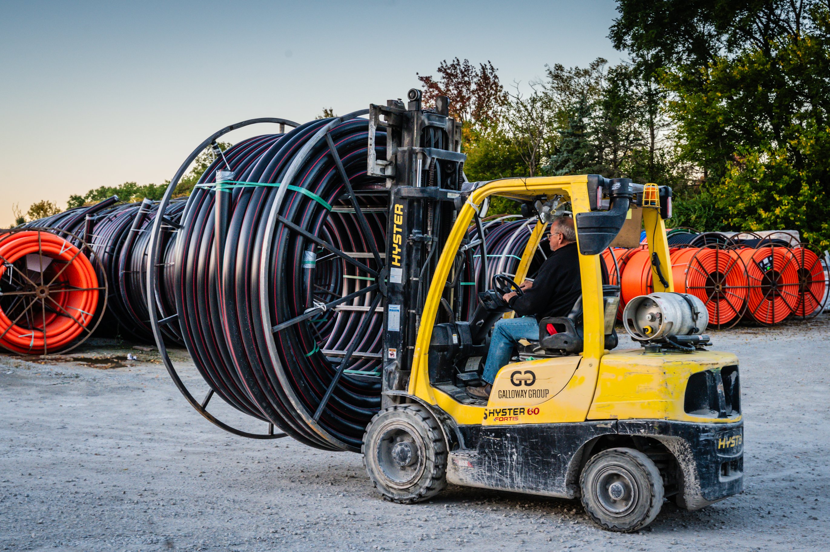 Forklift in Conduit Reels Yard Greenfield OH 10-23 -25-5520